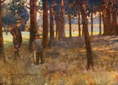 Golfplätze: Mildenhall, das Ergebnis eines schlechten Schlags am sechsten Loch von Harry (1878-1950) Rountree