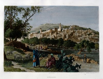 Hebron, gravert av Alfred Krausse etter et bilde av Harry Fenn, publisert i Picturesque Palestine, ca 1875 av Harry ) Fenn