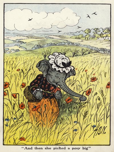 "Og så valgte hun en stor posy" (farge litho) av Harry B Neilson