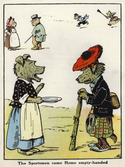 Idrettsmennene kom hjem tomhendte (farge litho) av Harry B Neilson