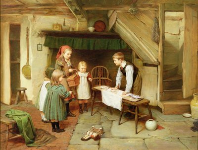 Et besøk i Sweet Shop (olje på lerret) (se også 17194) av Harry Brooker