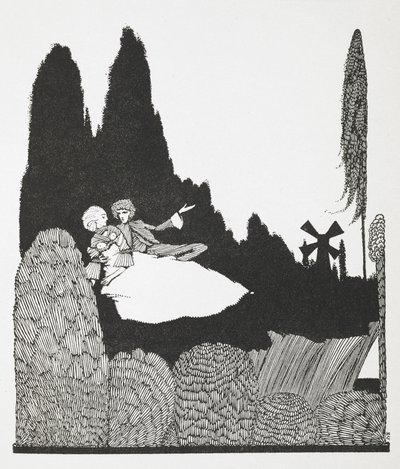 Illustrasjon for historien, 'The Master Cat or Puss in Boots'. av Harry Clarke