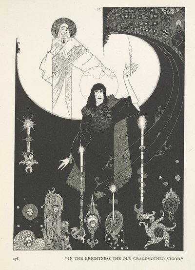 Den lille fyrstikkjenta. I lyset sto den gamle bestemoren. av Harry Clarke