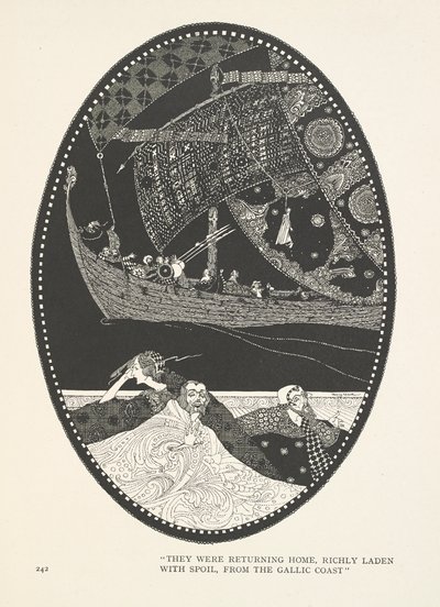 Myrkongens datter. De var på vei hjem, rikt lastet med bytte, fra den galliske kysten. av Harry Clarke