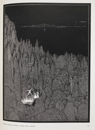 Det blinket oppover en glød og gjenskinn». Illustrasjon til novellen, 'the gold bug'. av Harry Clarke