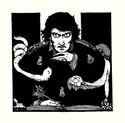 Illustrasjon av tittelsiden til «Tales of Mystery and Imagination» av Edgar Allan Poe (fargelitografi) av Harry Clarke