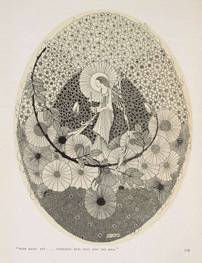 Til den kommende våren. "Med magisk nøkkel... låser opp knopper som holder på rosene". av Harry Clarke