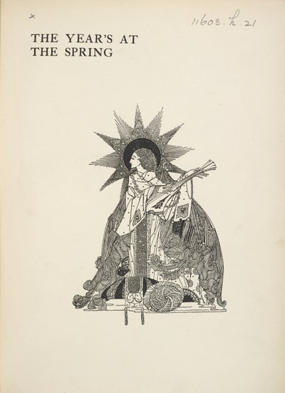 Illustrasjon uten tittel. En kvinne som spiller et musikkinstrument. av Harry Clarke