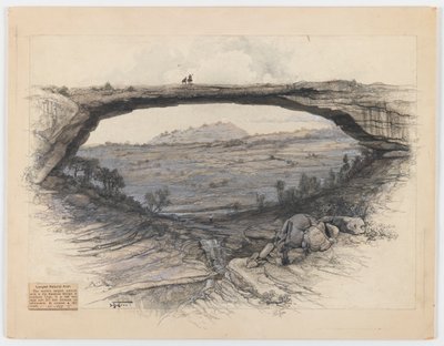 Rainbow Bridge (vask, grafitt og kull på papir) av Harry Fenn