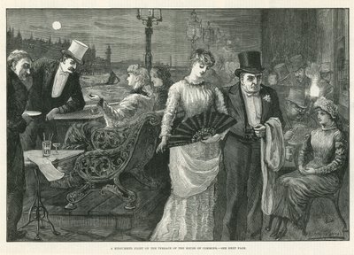 En midtsommernatt på terrassen til Underhuset av Harry Furniss