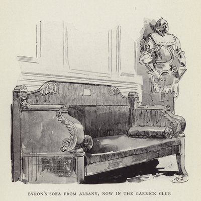 Byrons sofa fra Albany, nå i Garrick Club av Harry Furniss