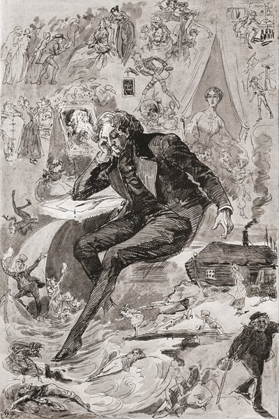 David Copperfield. Illustrasjon av Harry Furniss for Charles Dickens-romanen David Copperfield, fra The Testimonial Edition, utgitt 1910. av Harry Furniss