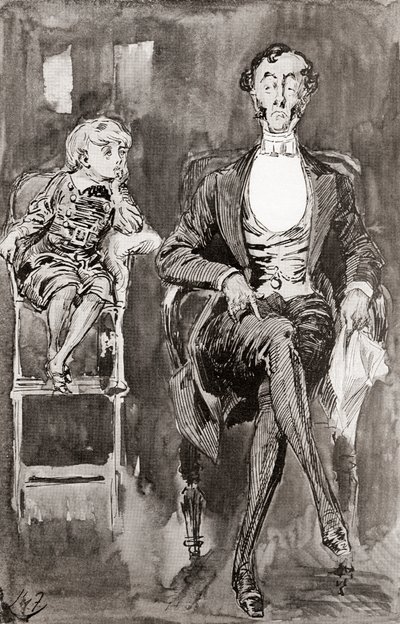 Illustrasjon av Harry Furniss for Charles Dickens-romanen Dombey and Son, fra The Testimonial Edition, utgitt 1910. av Harry Furniss