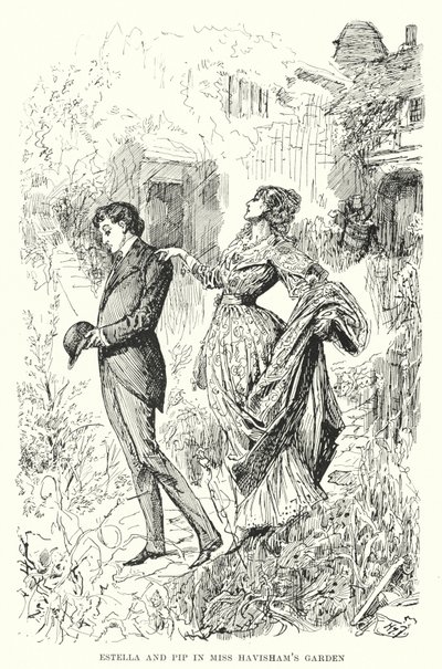 Illustrasjon for store forventninger av Charles Dickens (litho) av Harry Furniss
