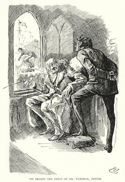 Illustrasjon for store forventninger av Charles Dickens (litho) av Harry Furniss