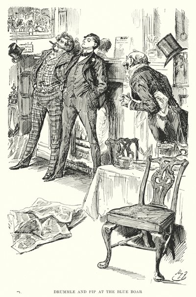 Illustrasjon for store forventninger av Charles Dickens (litho) av Harry Furniss