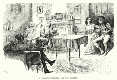 Illustrasjon for store forventninger av Charles Dickens (litho) av Harry Furniss