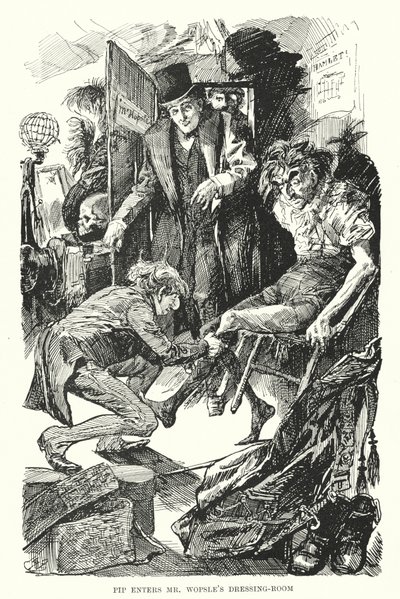 Illustrasjon for store forventninger av Charles Dickens (litho) av Harry Furniss
