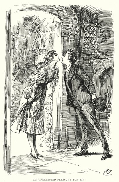 Illustrasjon for store forventninger av Charles Dickens (litho) av Harry Furniss
