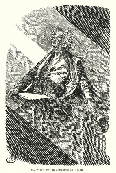 Illustrasjon for store forventninger av Charles Dickens (litho) av Harry Furniss