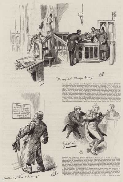 Livet i parlamentet, fremmede i huset av Harry Furniss