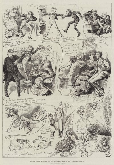 Mester Tommy, hjemme i ferien, går inn for tankelesing av Harry Furniss