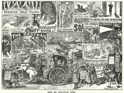 Punch tegneserie: How We Advertise Now (gravering) av Harry Furniss