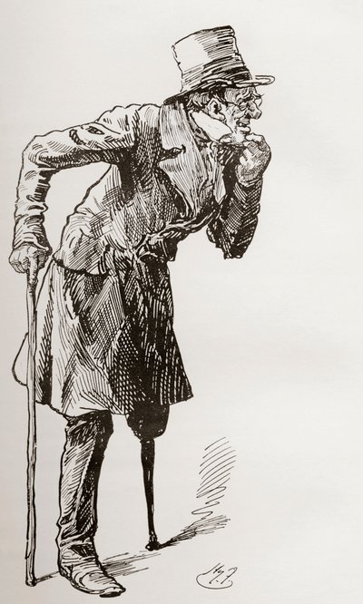 Silas Wegg på vei til Bower av Harry Furniss