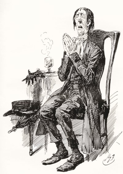 Stiggins. Illustrasjon av Harry Furniss for Charles Dickens-romanen The Pickwick Papers, fra The Testimonial Edition, utgitt 1910. av Harry Furniss
