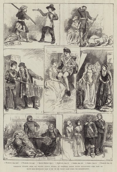 Tableaux Vivants fra Sir Walter Scotts romaner, i Cromwell House, South Kensington av Harry Furniss