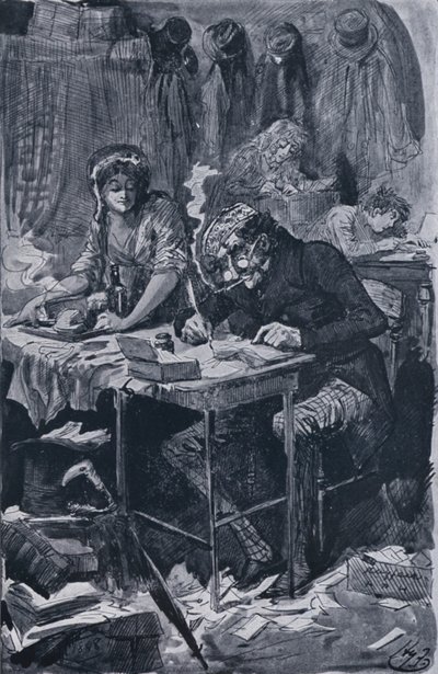 The Begging Letter Writer (litho) av Harry Furniss