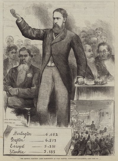 Generalvalget, Lord Hartington ved Over Darwen, North-East Lancashire av Harry Furniss