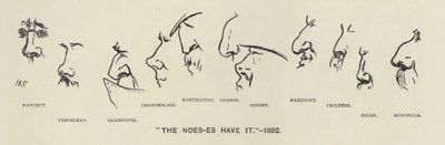 Noes-ene (dvs. politikernes neser) har det - 1883 (litho) av Harry Furniss
