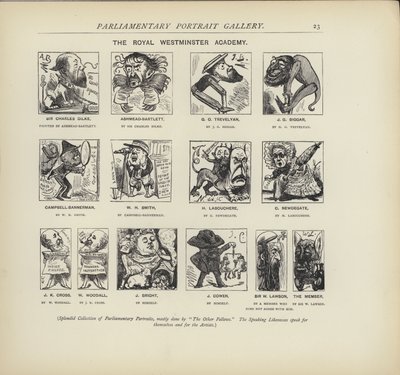 Royal Westminster Academy - forestille seg hvordan politikere kan male hverandre (litho) av Harry Furniss