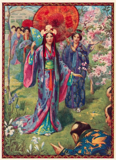 Prinsesse Yakami av Inaba (fargelitografi) av Harry George Theaker