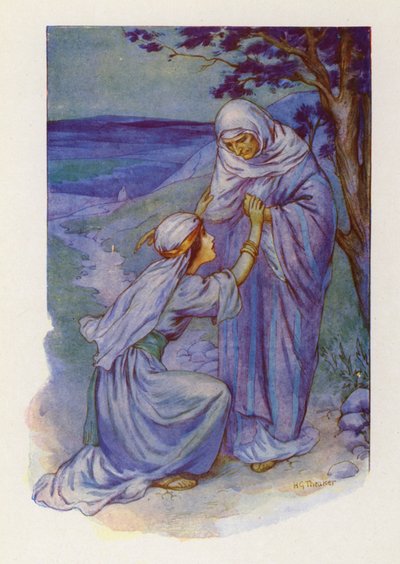 Rut og Naomi (fargelitografi) av Harry George Theaker