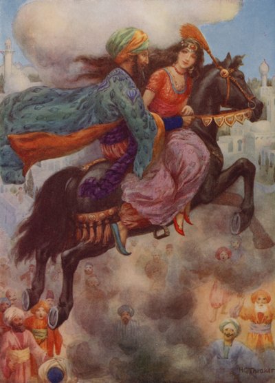 Prinsessen vender tilbake til Persia (fargelitografi) av Harry George Theaker