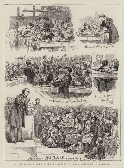 En julemiddag gitt av skuespillere til fattige barn i Lambeth av Harry Hamilton Johnston