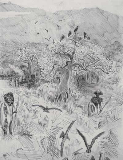 Masai Camp, ca. 1884 (penn på papir) av Harry Hamilton Johnston