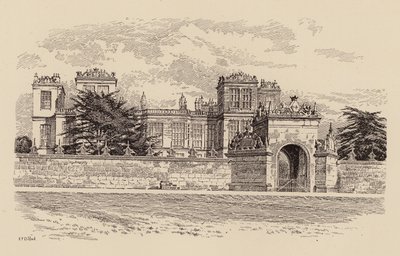 Hardwick Hall, Derbyshire (farge litho) av Harry Percy Clifford