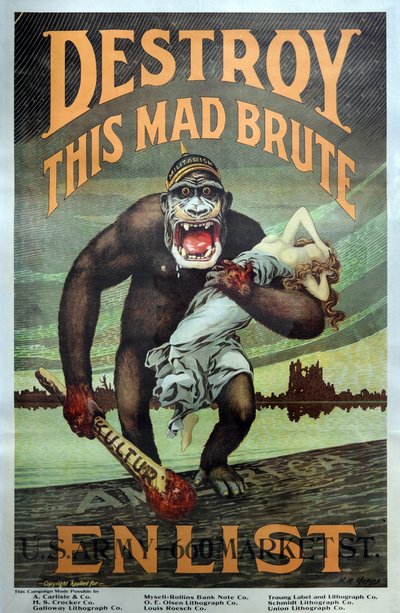 US Military WW1 Rekrutteringskampanje "Destroy this Mad Brute - Enlist" pub. 1917 av Harry R. Hopps