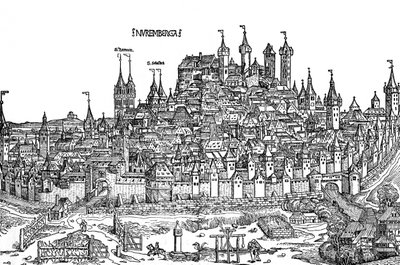 Nurnburg-utsikt på 1400-tallet av Hartmann Schedel