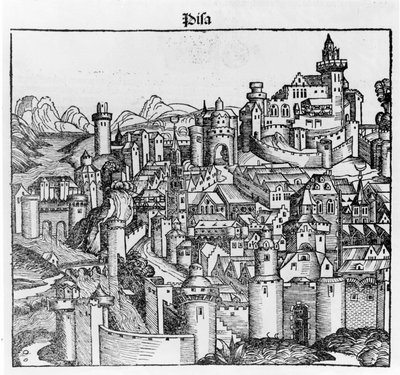 Pisa etter «Liber Chronicarum» av Hartmann Schedel. Nürnberg 1493 av Hartmann Schedel