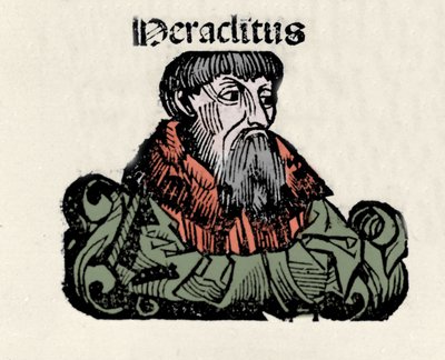 Portrett av den greske filosofen Heraclite fra Efesus (576-480 f.Kr.) (Heraklit fra Efesos). Xylografi av "" Chronicles of Nuremberg"" av Hartmann Schedel av Hartmann Schedel