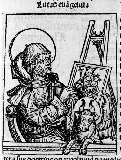 Representasjon av evangelisten Saint Luke. Gravering fra «Liber chronicarum» (Nürnberg-krøniker) av Hartmann Schedel 1493 av Hartmann Schedel