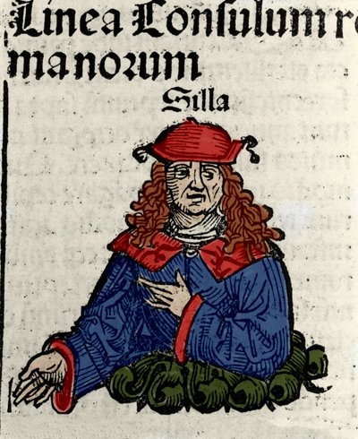 Representasjon av den romerske politikeren Lucius Cornelius Sulla (formann eller sylla) (138-68 f.Kr.) Xylografi av "" Chronicles of Nuremberg"" av Hartmann Schedel av Hartmann Schedel