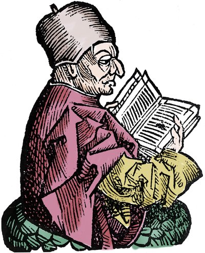 Historikeren og teologen Bede den ærverdige (673-735) (Beda Venerabilis). Xylografi av "" Chronicles of Nuremberg"" av Hartmann Schedel av Hartmann Schedel