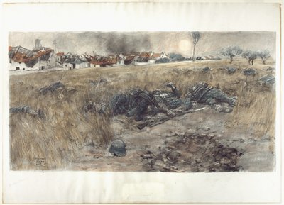 Høstmånen, ca. 1918 (kull og akvarell, pastell på papir) av Harvey T. Dunn