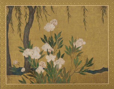 Peoner og vier, Momoyama- eller Edo-perioden, tidlig på 1600-tallet. av Hasegawa Tonin