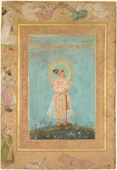 Shah Jahan holder en spinell og et langt Deccan-sverd, fra Late Shah Jahan Album, ca. 1650. av Hashim